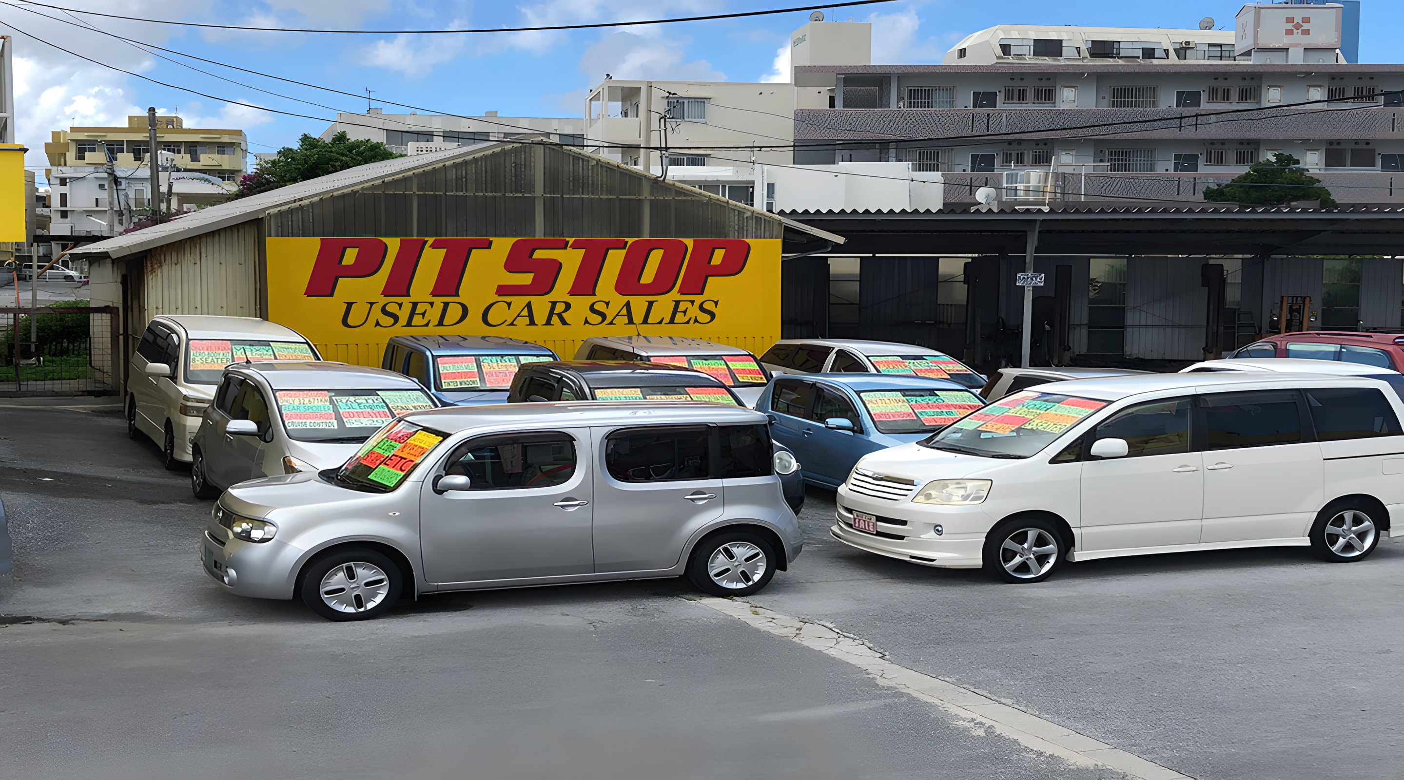 Cars on the PIT STOP lot