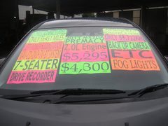 2011 MAZDA PREMACY, windshield with the price signs